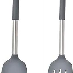 Carrot - Pack of 2 Silicone Solid Spatula Turner,Non Stick Slotted Kitchen Spatulas,High Heat Resistant BPA Free Cooking Utensils,Ideal Cookware for Fish,Eggs,Pancakes (Grey)-image-34