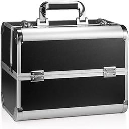 SIBY Aluminum Alloy Makeup Box/Organizer Case with 5 Compartments - Waterproof, Durable, and Portable Cosmetic Box- Black-10