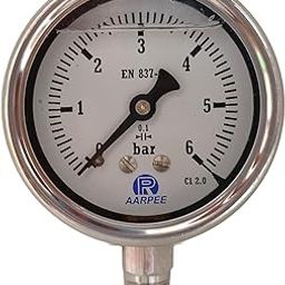 Pressure Gauge, 63mm (2.5inch), 0-60 BAR, SS304 Casing, +/-2% (1/4" NPT)-21