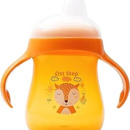 1ST STEP Matte Collection BPA Free Soft Spout Sipper with Twin Handles for Easy Grip (Orange)-18