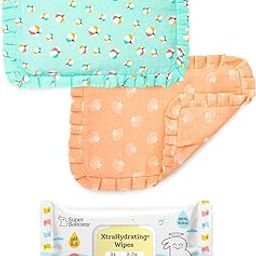 superbottoms Mustard Pillow for Newborn Baby 0–6 Months + XtraHydrating Wipes (40) | Soft Muslin Cover | Zip Closure | Baby Head Shaping Pillow & Gentle Baby Wipes Combo | Traditional Rai Pillow-image-43