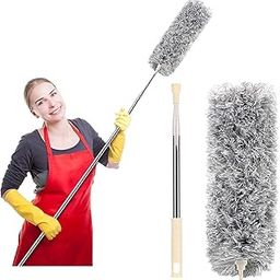 Microfiber Feather Duster Bendable & Extendable Fan Cleaning Duster with 100 inches Expandable Long Handle Broom Stick Pole Handle Washable Duster for Ceiling Fans, Window Blinds, Furniture-picture-25