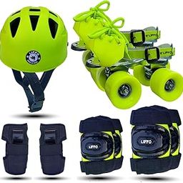 Liffo® Skating Guard Roller Skates Combo (Skates + Helmet + Gloves + Knee Guards & Elbow Guards) - for Age Groups 6 to 14 Years | Academy & School Level Skating (Green) (Medium (9 to 14 Years))-20