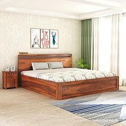 GHROYAL Sheesham Wood Queen Size Bed with Storage for Bedroom Living Room Home Hotel Bed with Headboard Pannel Wooden Double Bed Cot Palang Furniture (Honey Finish)| 1 Year Warranty-image-65