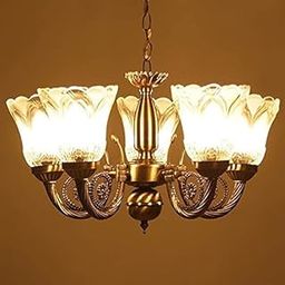 Zingy Antique Brass 5-Lamp Pendant Ceiling Jhoomar/Chandelier for Home Decor Chandelier Ceiling Lamp-image-1