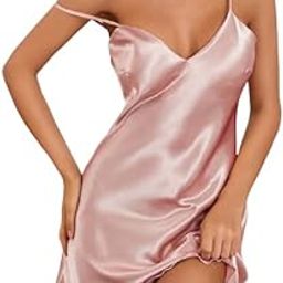 Printed Satin Silk V Neck Sexy Babydoll Dress Honeymoon Night Dress for Girls and Women-13