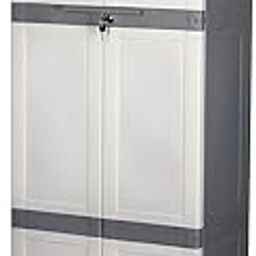 Cello Novelty Large Plastic Cupboard with 4 Shelves, White & Grey | Storage Cupboard | Clothes Organizer | Almirah, Almari, Wardrobe for Kids, Home, Kitchen | 3 Years Warranty - Manufacturing defect-image-4
