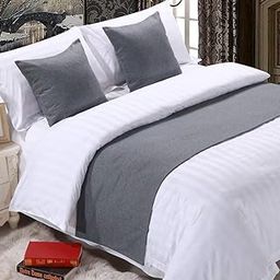 Mengersi Solid Bed Runner Scarf Protector Slipcover Bed Decorative Scarf for Bedroom Hotel Room (King, Gray)-image-40