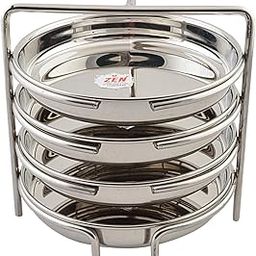 Jain Stainless Steel Thatte Idly Stand - 4 Plates | Thatte Idli Plate with Stand | Thattu/Plate/Dhokla | Idly/Dhokla Holders | Silver Color & Small Size With 4 Plates | Pack of 1-25