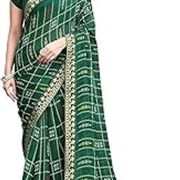 Women’s Georgette Saree with Lace Border | Lightweight Geometric Digital Printed Saree for Women-image-44