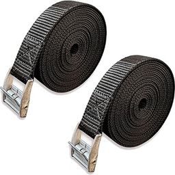 MAVERICK STRAPS Pack of 2 Adjustable Cam Buckle Lashing Tie Down Straps, 4 Meter(13 ft) Each in Length, for Securing Cargo, Kayak, Luggage, Car Roof, Motorcycle, Trucks, Trailer, Luggage (Black)-image-81