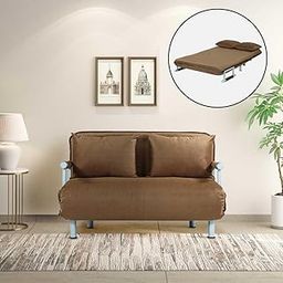 Royal Interiors 2 Seater Foldable Sofa with Cushion and Armrests |Convertible Tri-Fold Sofa Cum Bed Couch with 5-Position Adjustable Backrest| 3 in 1 Multi-Functional Sleeper Sofa for Living Room-image-96