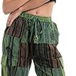 Women's Patchwork Block-Printed Cargo Pants for Men Women-image-70
