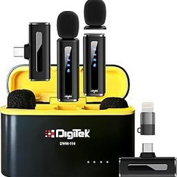 Digitek® DWM-114 2-in-1 Wireless Microphone, 2.4GHz, 6.6Hr Battery, Noise Reduction, 40m Range, 360° Sound Capture, Plug n Play, iPhone & Android Compatible, for Video Recording, Interview, Vlogging!-11