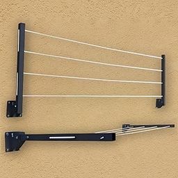 JD FRESH Metal Foldable Wall Mount Cloth Drying Stand with 30 Feet Rope/Wall Hanging Clothes Dryer Rack for Balcony & Indoor Use/Space Saving Wall Mounted Laundry Hanger(Black)-image-28