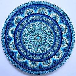 Anupma Creations - Dot Art/Mandala Art - Handmade designer Wall Mural - 15" diameter - Blue - Resin Coated - MDF Base - Hanging option available-image-29