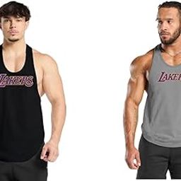 Gym Vest Workout Tank Top Set, 2 Pack, Men's Fitness Muscle Shirts Multicolour S M L XL XXL XXXL blackredgrey26julyt001-image-89