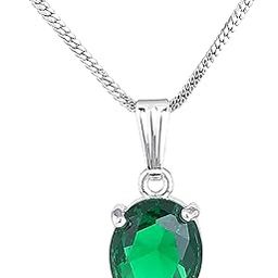 Gehena Fashion Jewellery Pendants for Women: CZ Dazzling Oval Design Solitaire Pendant with Chain/Pendant Necklace Option in 7 Colors - Versatile Alluring Appeal for Girls and Women-image-86