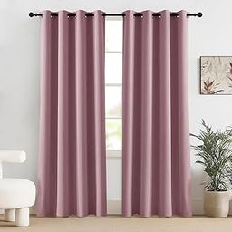 HOMEMONDE 100% True Blackout Curtains, Door 7 Feet Pack of 2 Curtain, Thermal Insulated Room Darkening, Stainless Steel Eyelets, Heavy Blackout Curtain, Dusty Rose-(84 Inches)-image-17