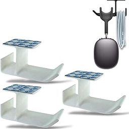 SRS® Under Desk Headphone Stand with Cable Organizer Storage Options | Headphone & Cable Hook Holder Hanger | Stick-ON Adhesive with Surface Cleaning Wipes (White, Pack of 3)-image-93