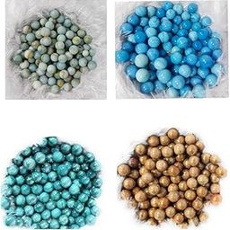 JAGMOOLYA Products Decorative (50 Sea Blue + 50 Golden + White +50 Sky Blue) Glass Marble Kanche Pebbles for Decoration&Kids Playing Kanche/Goli Glass Marbles-10