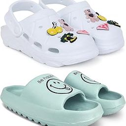 Combo Pack of 2 Slipper/Flip Flops/Slides/Clogs/Sandals with Adjustable Back Strap for Women (WCL-123,YW-Smil)-image-78