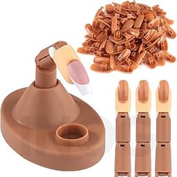 INOG Practice Hand for Acrylic Nails Adjustable Fake Mannequin Fingers - 3PCS Training Set With Acrylic Base and 100PCS Brown Nail Tips - Movable & Flexible For Nail Art Practice-picture-28