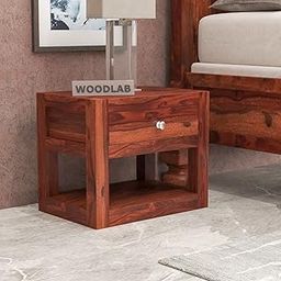 WOODLAB Furniture Sheesham Wood Bed Side Table with Drawer and Open Storage Wooden Night Stand End Table for Bedroom Home Sofa Side Table for Living Room (Honey Finish)-12