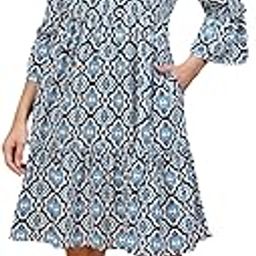 Maternity Feeding Dress with Zip for Women | 100% Rayon Pre & Post Pregnancy Printed Dress for Pregnant Woman | Nursing Dresses for Easy Breastfeeding for Mothers with Pockets-image-7