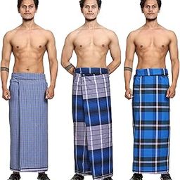 Cotton Stitched Lungis Pack Of 3 Ready To Wear (2.25Meter)-40