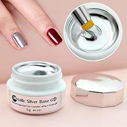 VENALISA Metallic Silver Base Gel Painting Gel Polish 5ml Nail Art Soak Off UV LED Pure Color Base Gel Lacquer UV LED Gel Nail Polish-11