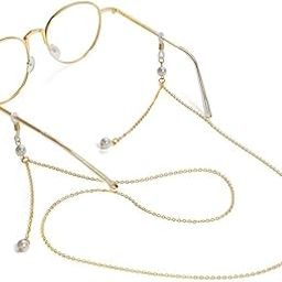 AV Fashion India - Eye Glasses String Holder Healing 63 CM Crystal Beaded 8 mm Stylish Sunglass Reading Eyeglass Cord Adjustable End Glasses Holder Necklace Chains for Women & Girl Golden White Colour-12