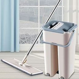 Unique Microfiber Flat Mop with Bucket, Cleaning Squeeze Hand Free Floor Mop, Extra 1 Reusable Pads, Stainless Steel Handle, Extra Large, Multicolour.-image-57