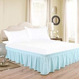 Aqua Blue Bed Skirt Wrap Around 600Microfiber with Easy Fit with 21'' Inch Tailored Drop - Shrinkage and Fade Resistant with Microfiber 21'' Bed Skirt Queen Size [60'' x 80'']-image-98