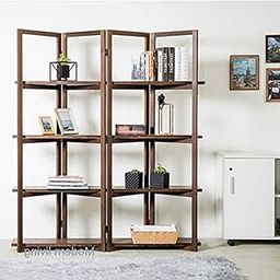 Crafts Modern Look partition with Display Shelves 4 Panel Folding Screens/partition Wood Screen Separator & Room Divider Size - 72" x 18" in-image-16