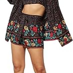 Women Floral Printed Square Neck Crop Top & Tie-Up Front Mini Shorts With Shrug-image-2