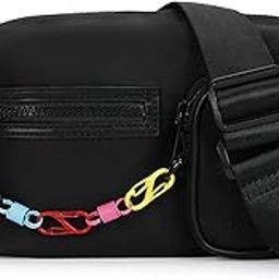 Statement Chain Sling Bag for Women | Black Nylon Crossbody with Zipper Closure, Front Utility Pockets and Adjustable Strap | Lightweight Urban Sling for College, Travel and Daily Wear-image-33