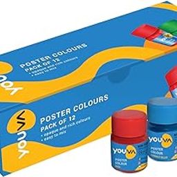 YOUVA Navneet|Poster Colours For All Age Groups|Liquid Colours|10 Ml Each|Pack Of 12, Multicolour-image-5