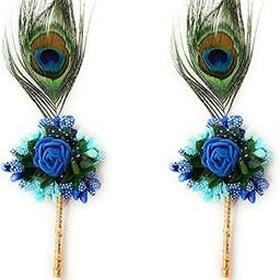 CRAnsh Creations;Crafted with Love Peacock Feather Tilak Stick for Tilak Ceremony Festivals Wedding sindoor Stick Pooja Item Thali Accessories (Pack of 2 Sticks) (Peacock Blue)-image-46