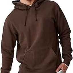 Men's Casual Plain Solid Relaxed Fit Cotton Hoodie| Oversized Hoodies (M, Brown)-image-103