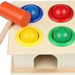 Trinkets & More® - Wooden Hammer Ball Knock Pounding Bench with Box Case Fine Motor and Dexterity Skills Early Educational Toy Set for Kids 3+ Years (Hammer Ball)-27
