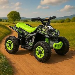KIDBITKART ATV EV Battery CAR rideon with Music and Lights, Forward and Backward Gear, Built in MP3 Player (Blue) (Green)-image-12