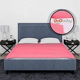 OYO BABY Extra Absorbent Waterproof Baby Dry Sheet Double Bed (260 x 200cm) | Quick Dry Sheet for New Born Baby Bed Protector, Soft & Breathable Rubber Sheet for Bed|Salmon Rose-image-96