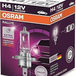 Osram Rallye H4 Halogen 62204 Exterior Headlight Bulb (12V, 100/90W) | Silver and Clear | Set of 1-3