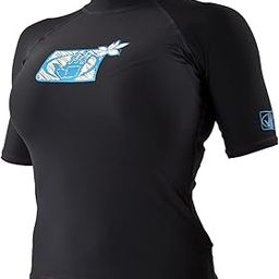Women's Basic Fitted Short Sleeve Rash Guard Tops, Black, Medium-image-17