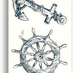 S.A.V.I 3D Temporary Tattoo Sticker Popular Anchor Wheel Design Size 10.5x6cm - 1pc, Multicolor, 4 g-image-46