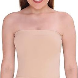 Women's Strapless Crop Top Inner Tube Regular Fit Camisole, Free Size,Beige-27