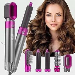 ELIVOR FASHION 5 In 1 Hot Air Styler Hair Dryer Comb Multifunctional Styling Tool Fast Heating Crimper Wand Manual Curler In All Hair Type,Negative Ion Comb For Straightening, 100 Watts-image-40