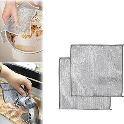 Entisia Scrubbing Pad Wire - Stainless Steel Scrubber Non-Scratch Wire Dishcloth, Multifunctional Dishwashing Sponge, Easy Reusable Cleaning Supplies for Kitchen, Sinks, Pots, Cooktops (Pack of 2)-15