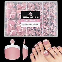 UNA GELLA French Toe Nail Press Ons 312pcs Peach Pink Full Cover Toe Nail Tips Press On Nails Soft Gel Fake Toe Nails Tips Gel Toe Nail Tips Fake Acrylic Toenails For Nail Extensions 12 Sizes-image-27
